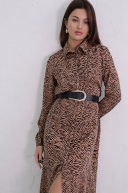 11007 Платье-рубашка удлинённое кофейно-чёрное - Martichelli фото 10