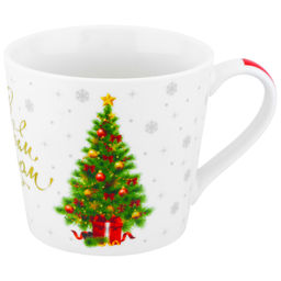 Кружка 380 мл 13*9,7*9 см "Праздничная ель" с золотом, фарфор NEW BONE CHINA