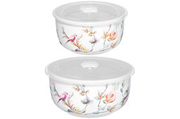 Набор 2 салатников 1 л 16*16*8 см + 500 мл 13,5*13,5*7 см Певчие птички с крышками, NEW BONE CHINA - Elan gallery фото 9