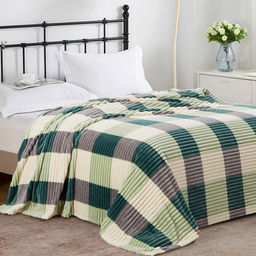 Плед/покрывало 240х200см "Эвкалипт", велсофт "Orrizonte Print" гладкокрашенный, тиснение полоса, полиэстер 100%, плотность 270г/м2, упаковка: 20х33см пояс бумажный, "Домашняя мода" (Россия)