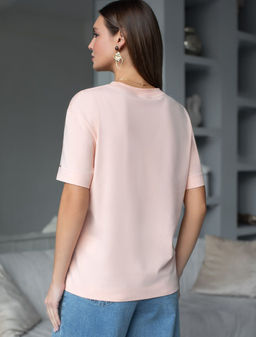 Свободная футболка с принтом из премиального хлопка с эластаном - Vilatte фото 6