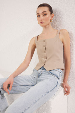 Trendyolmilla Vizon Slim Dokuma Yelek TWOSS25YE00076  фото 3