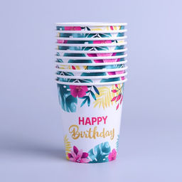 Цена за 10 шт. Стакан бумажный Happy birthday, 250 мл - Страна карнавалия фото 2