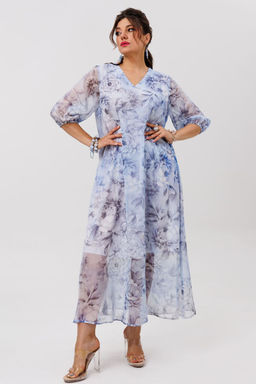 Платье ANELLI 1605 аквамариновый пион  фото 2