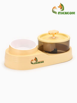 Фонтан для животных с миской, 34×17.5×11.5 см, бежевый