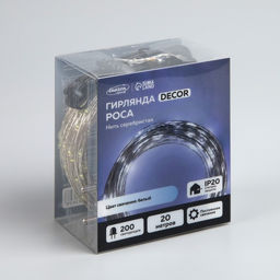 Гирлянда Нить 20 м роса, IP20, серебристая нить, 200 LED, свечение белое, 12 В - Luazon lighting фото 4