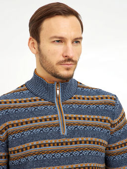 водолазка мужская с молнией на воротнике и с узорами - Glenfield фото 4