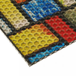 Коврик придверный "Соты" 90х120х0,5см, ПВХ, грязезащитный, с рисунком "Витраж" желтый/зеленый, "BrizGard" (Россия)