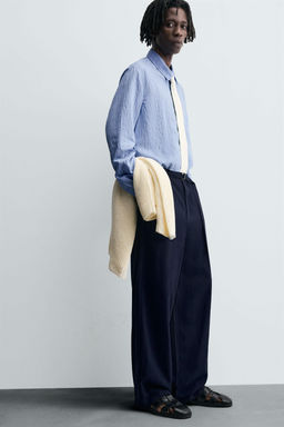 CREASED-EFFECT STRIPED FLOWING SHIRT - Zara фото 16