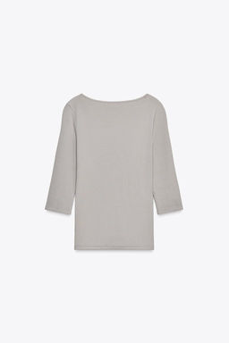 COTTON BOAT NECK T-SHIRT - Zara фото 16