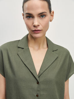 Блузка изо льна с английским воротником / Zarina  фото 6