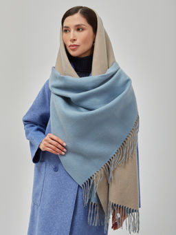 В составе шерсть и кашемир! теплый двусторонний палантин