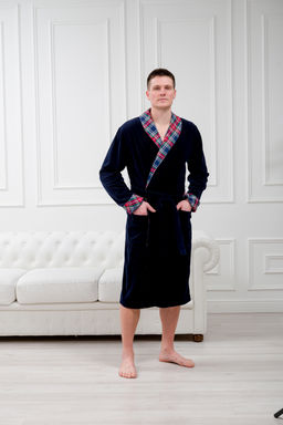 Халат мужской из велсофта Артур темно-синий - Амадэль фото 15