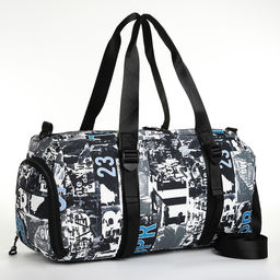 Сумка спорт L-б/н Буквы, 45*21*24, отд на молн, отд д/обуви, 2 н/кармана, дл ремень, черный