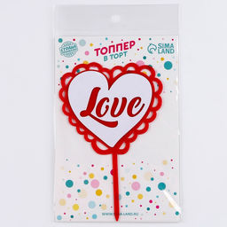Цена за 3 шт. Топпер для торта Любовь, с бусинами