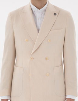 Bej Ex. Slim Fit Kruvaze Tak_m Elbise