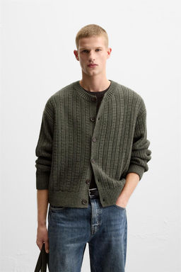 TEXTURED CABLE-KNIT CARDIGAN - Zara фото 2