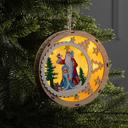 Подвеска световая Дед Мороз и Снегурочка, 153 см, 6 LED, от батареек АААx2, свечение тёплое белое