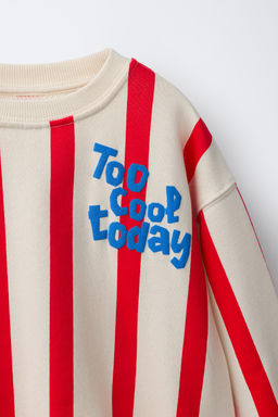 SUDADERA ESTAMPADO RAYAS Y TEXTO RELIEVE / Rojo - Zara фото 6
