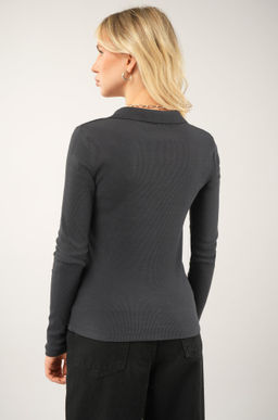 Женский лонгслив-поло в рубчик Happyfox