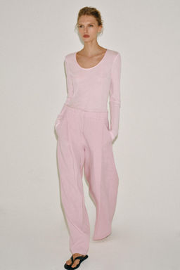 CAMISETA ESCOTE REDONDO ALGOD?N / Rosa pastel