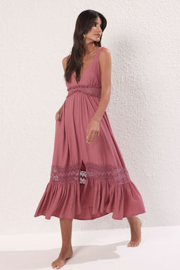 TRENDYOLMILLA Pudra Maxi Dokuma Dantelli Plaj Elbisesi TBESS25EL00064  фото 2