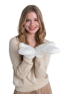 Варежки меховые на резинке ВАНИЛЬ - Woollamb фото 11