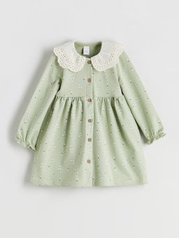 Bebe Yaka ?i?ekli K?z Bebek Elbise