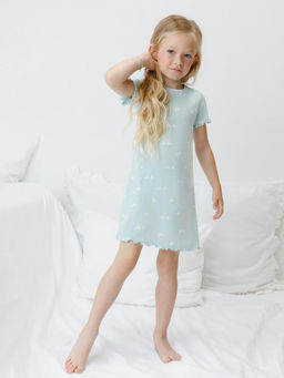 К 1180/голубой опал,мини зайчики сорочка ночная для дев