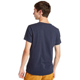 Футболка Timberland T-Shirt Dunstan River Jersey Crew Neck Slim темно-синяя  фото 4