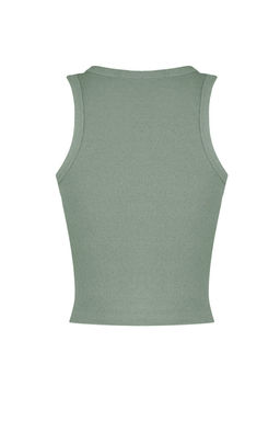 Antrasit-Mint 2li Paket Vucuda Oturan Crop Halter Yaka Fitilli Esnek Orme Atlet TWOSS21AL0058