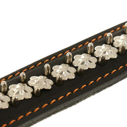 Ошейник кожаный на синтепоне Ёж, 69 х 3.6 см, ОШ 45-60 см, чёрный - Пижон фото 5