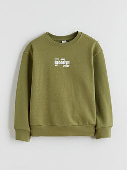 Bisiklet Yaka Bask?l? K?z ?ocuk Kal?n Sweatshirt