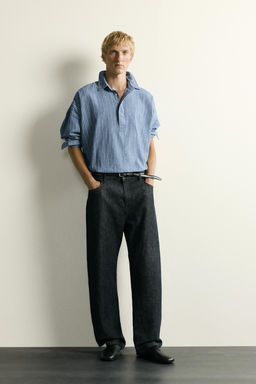 CAMISA POLO DENIM LIGERO RAYAS / Azul