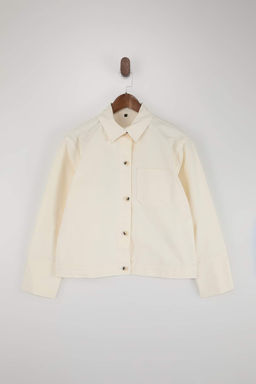 Beyaz Gabardin Basic Ceket TWOSS26CE00034