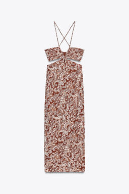 PRINTED MIDI DRESS WITH CUT OUT DETAIL - Zara фото 14