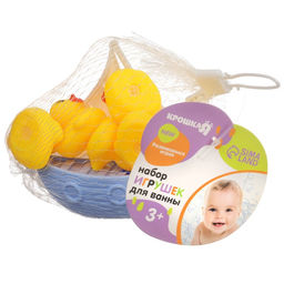 Резиновые игрушки для ванны Крошка Я «Уточки на корабле», в наборе 7 шт., с пищалкой, МИКС