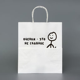 Пакет подарочный белый, с приколом, «Оценка - это не главное », 24×14×28 см