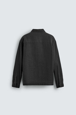 CAMISA POLO ALGOD?N - LINO / Negro - Zara фото 8