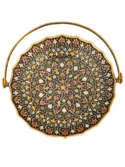 Ваза-фруктовница( 24х24х14) на ножке с ручкой 9 №Кт3275/9/2 (эмаль черная) - Ганг фото 2