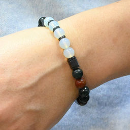 Браслет из яшмы и лунного камня шарик 8мм, 18см Радуга камня