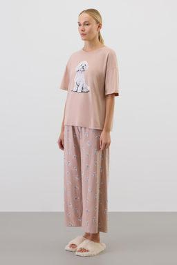 Е 20178/кофейный,забавные пудели пижама жен