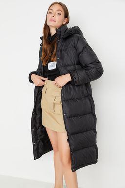 TRENDYOLMILLA Bej Kapusonlu Su Itici Uzun Sisme Mont TWOAW23MO00154