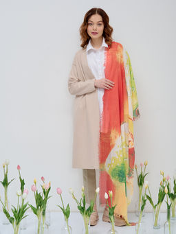 ХЛОПОК ВИСКОЗА Большой, красивый палантин. Рисунок на полотно наносится вручную - Tantino фото 4