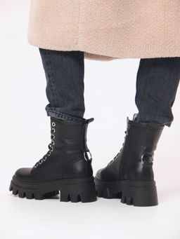 Ботинки 329.зиплайнbl.Черный/шерсть