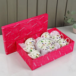 Сервиз чайный Доляна Зелёный сад, 12 предметов: 6 чашек 220 мл, 6 блюдец d=13 см, фарфор