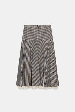 ZW COLLECTION CONTRAST CHECK SKIRT - Zara фото 13