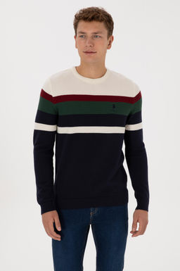 Erkek Slim Fit Bisiklet Yaka Lacivert Kazak