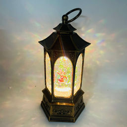 Новогодний декор Фонарь стекло - Зимнее катание 26 см (арт. 8894С)