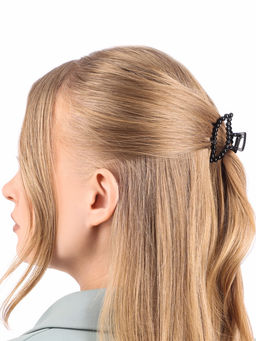 Цена за 6 шт. Крабик для волос «Иви», лист, 5 см, чёрный